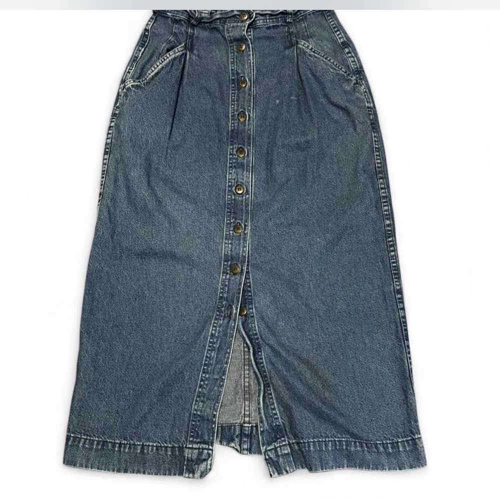 Vintage Denim Button-Front Maxi Skirt